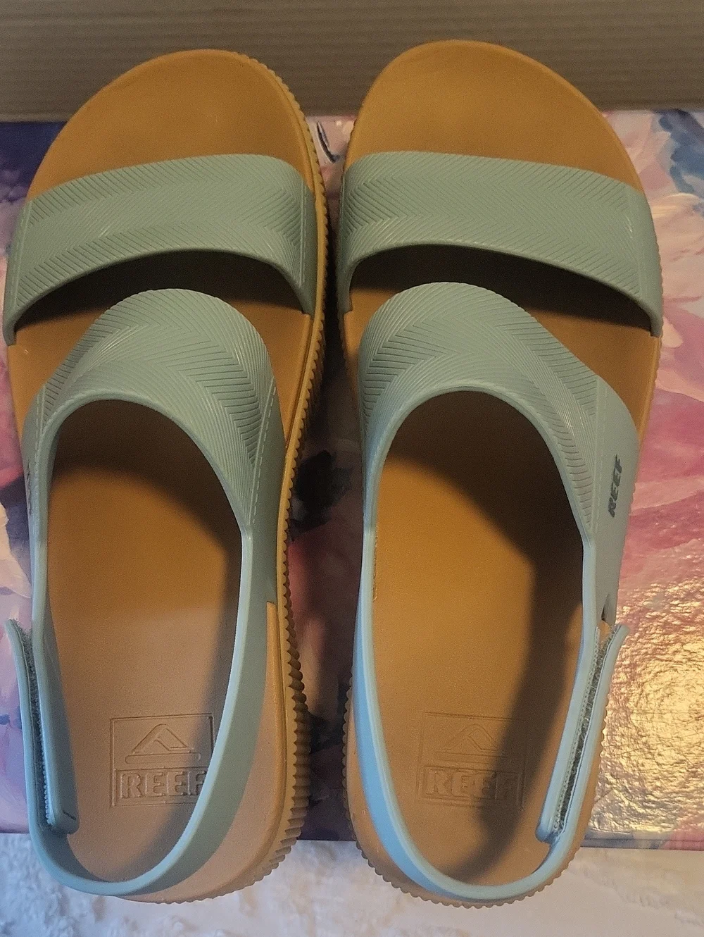Reef Blue Platform Slingback Sandals WO's Size 9